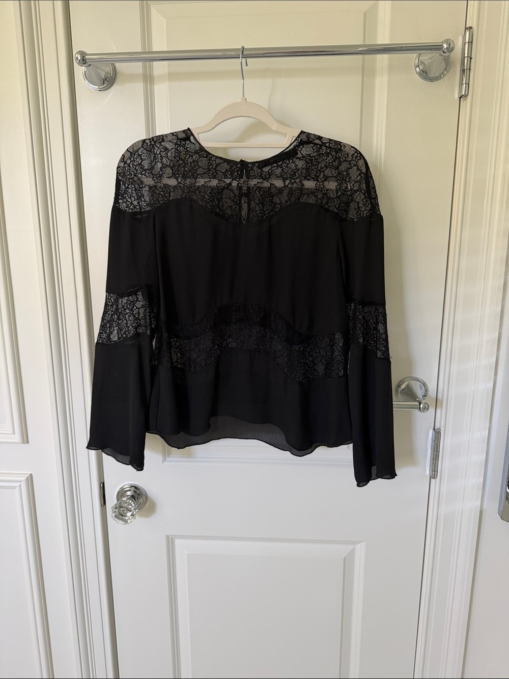 Zara Black Lace Long Sleeve flowy Blouse